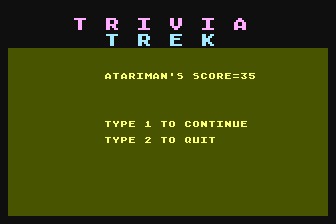 Trivia Trek atari screenshot
