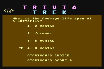 Trivia Trek atari screenshot