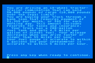 Trucker atari screenshot