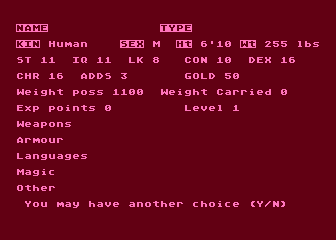 Tunnels and Trolls atari screenshot