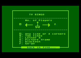 TV Bingo atari screenshot
