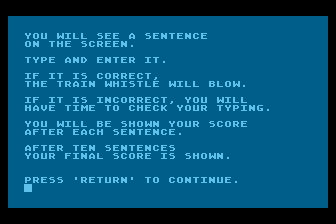 Typing Trainer atari screenshot