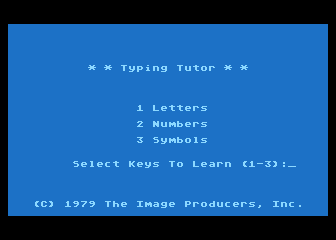 Typing Tutor atari screenshot