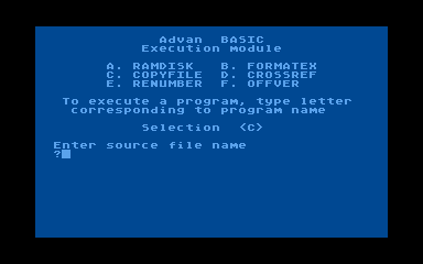 Utility Programs for Advan Language Designs Basic Compiler atari screenshot