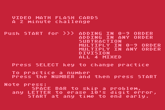Video Math Flashcards atari screenshot