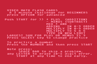 Video Math Flashcards atari screenshot
