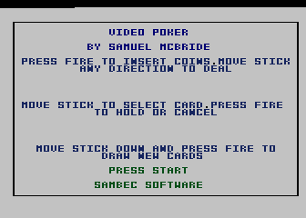 Video Poker atari screenshot