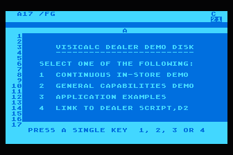 VisiCalc Dealer Demo Disk atari screenshot