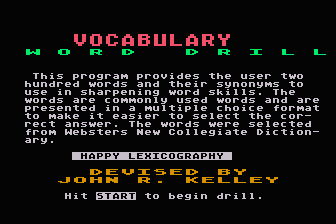 Vocabulary Word Drill atari screenshot