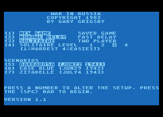War in Russia atari screenshot