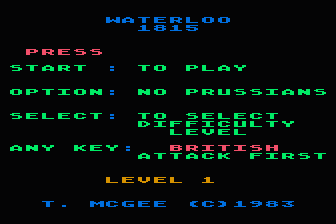 Waterloo 1815 atari screenshot