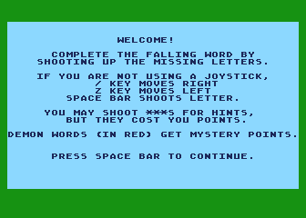 Webster - The Word Game atari screenshot