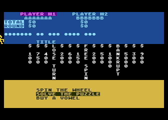Wheel of Fortune atari screenshot