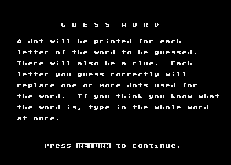 Word Games atari screenshot