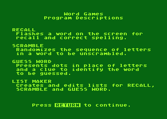 Word Games atari screenshot