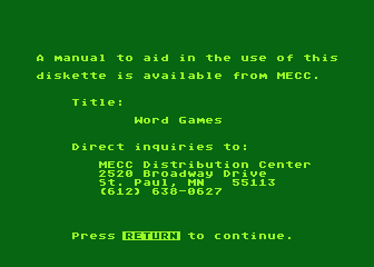 Word Games atari screenshot