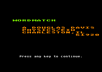 Wordmatch atari screenshot