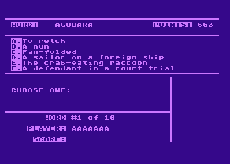 Wordrace atari screenshot