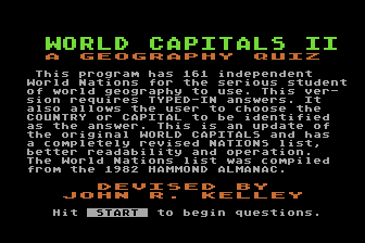 World Capitals II atari screenshot