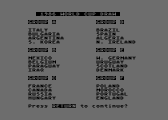 World Cup 1986 atari screenshot