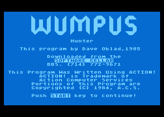Wumpus Hunter atari screenshot