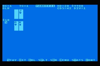 Yankee 21 Custom Blackjack atari screenshot