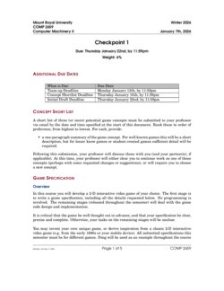 COMP 2659 - Computer Machinery II Course Checkpoints