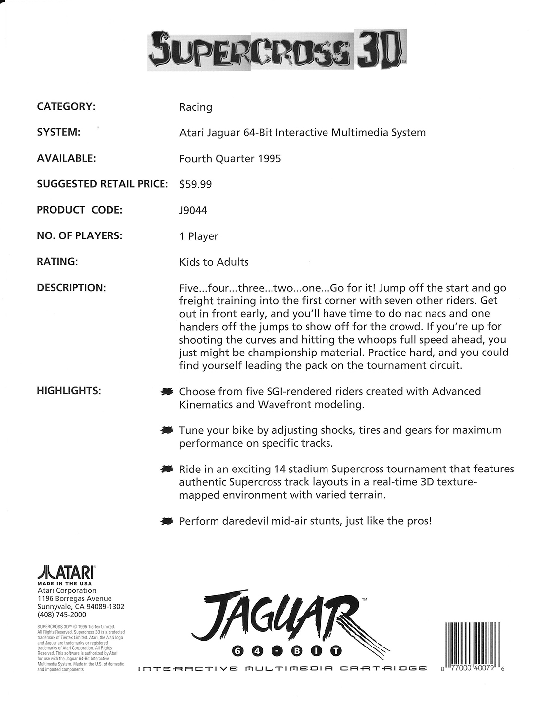 Supercross 3D flyer b