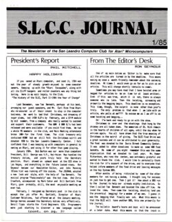 San Leandro Computer Club Journal — January 1985