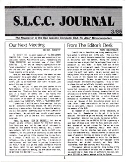 San Leandro Computer Club Journal — March 1985