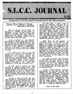 San Leandro Computer Club Journal — September 1985