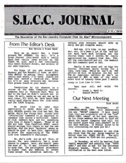 San Leandro Computer Club Journal — October 1985