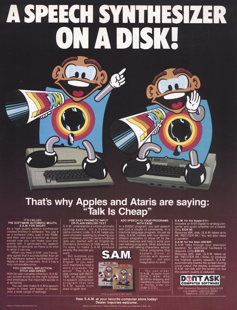 A Speech Synthesizer On A Disk! · 1983