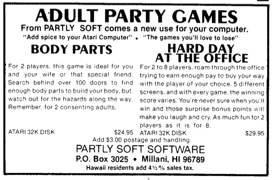 Adult Party Games from Partly Soft · 1984