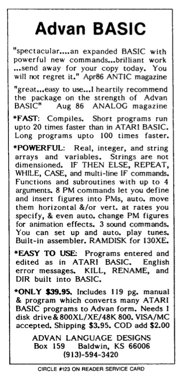 Advan BASIC · 1987