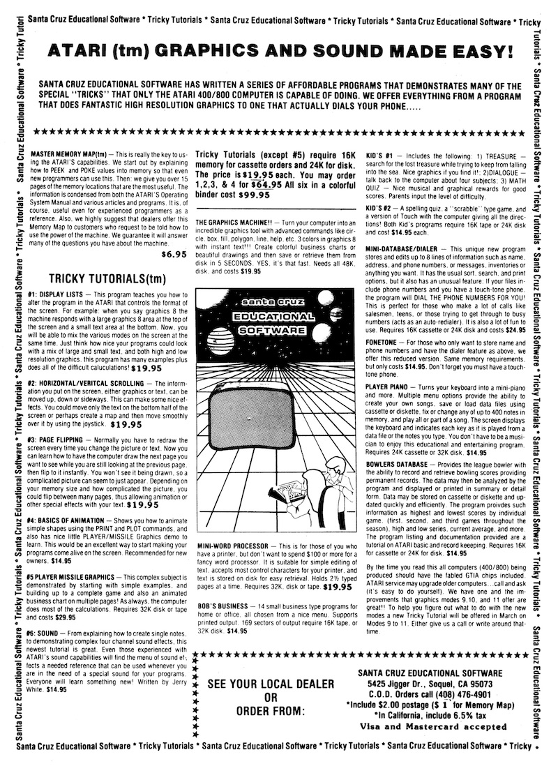 Atari (tm) Graphics and Sound Made Easy! · 1981