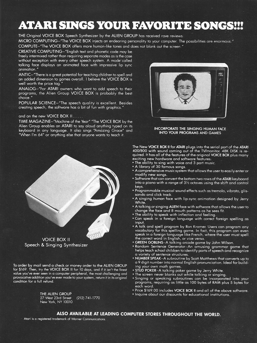 Atari Sings Your Favorite Songs!!! · 1984