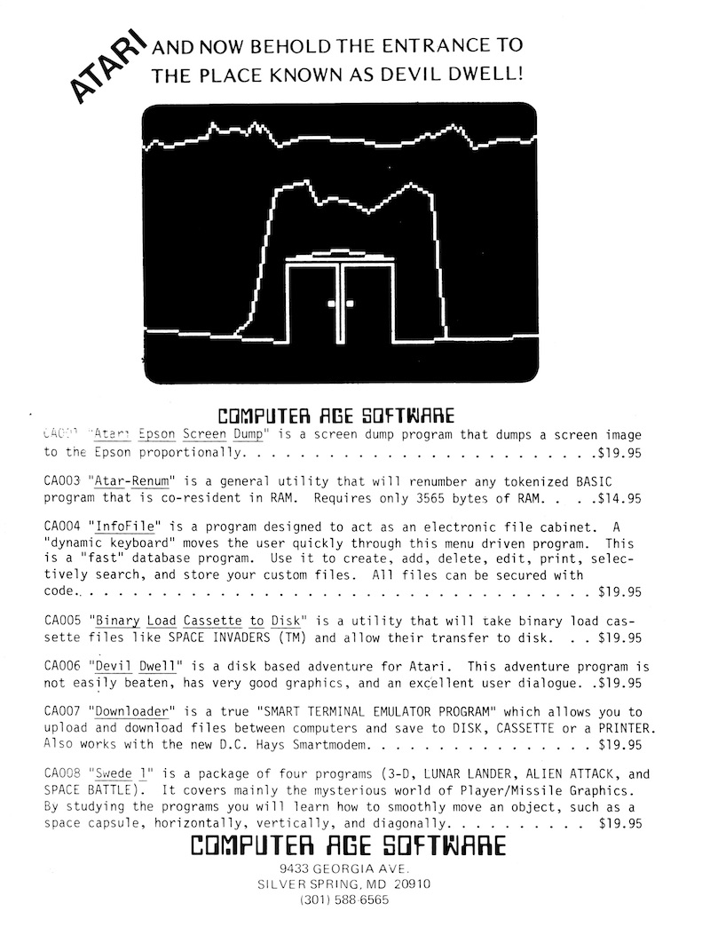 Atari and now behold the entrance to the place known as Devil Dwell! · 1981