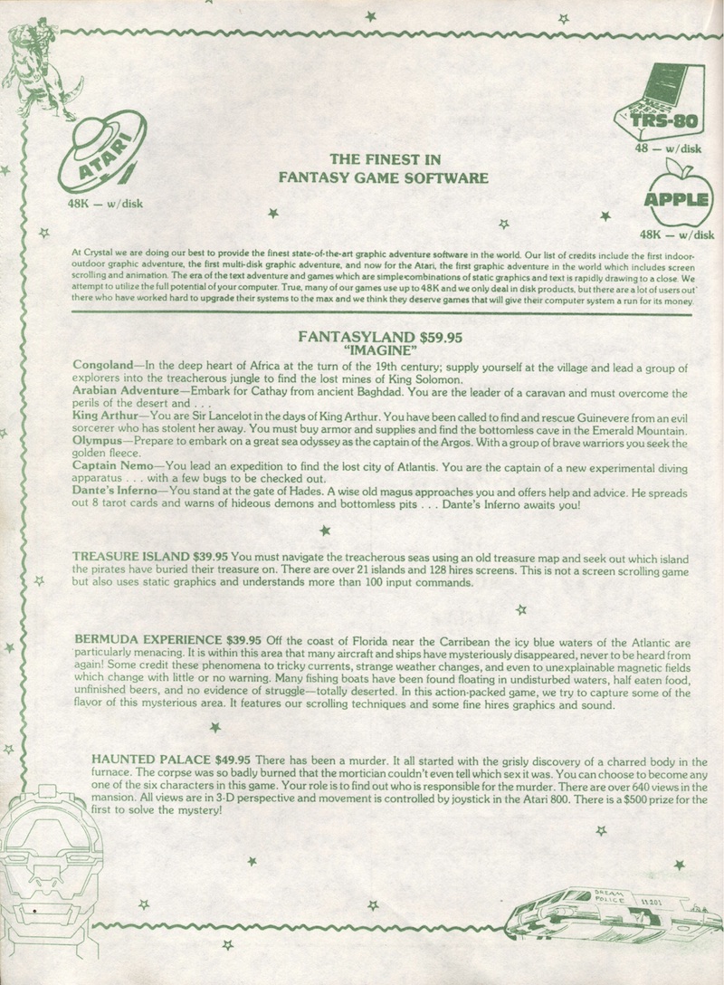 The Finest in Fantasy Game Software · page 1/2 · 1981