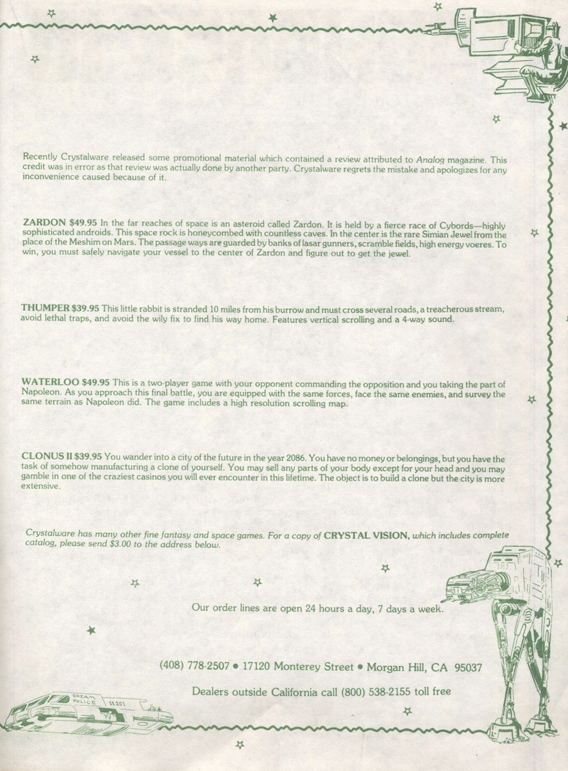 The Finest in Fantasy Game Software · page 2/2 · 1981