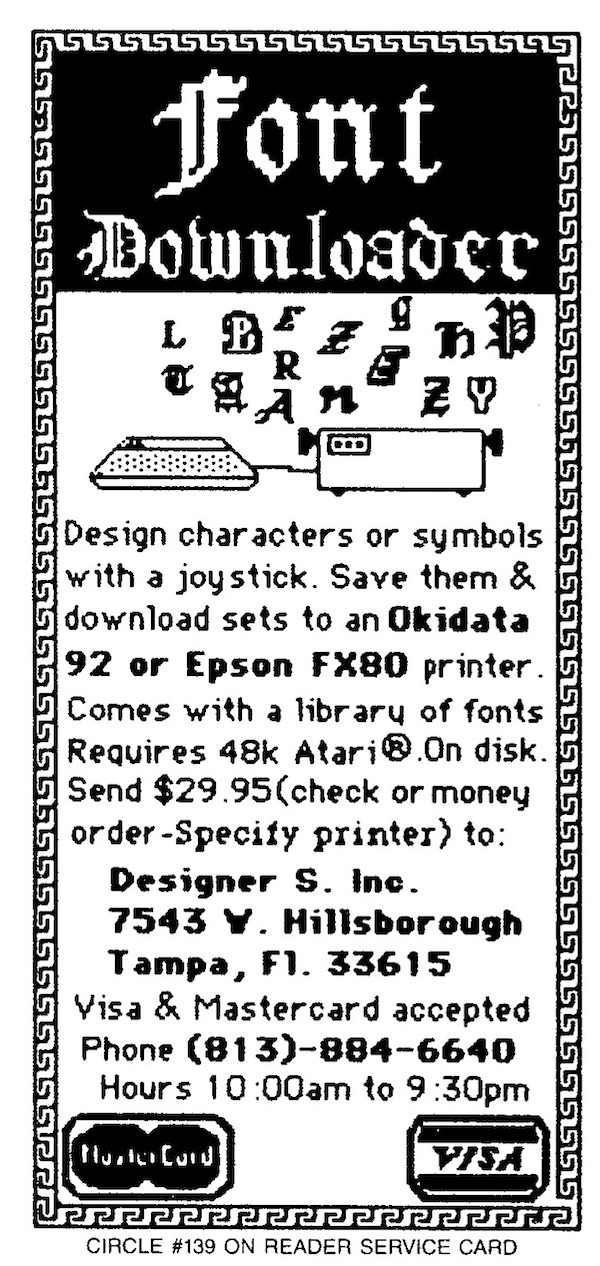 Design characters or symbols with a joystick. · 1985