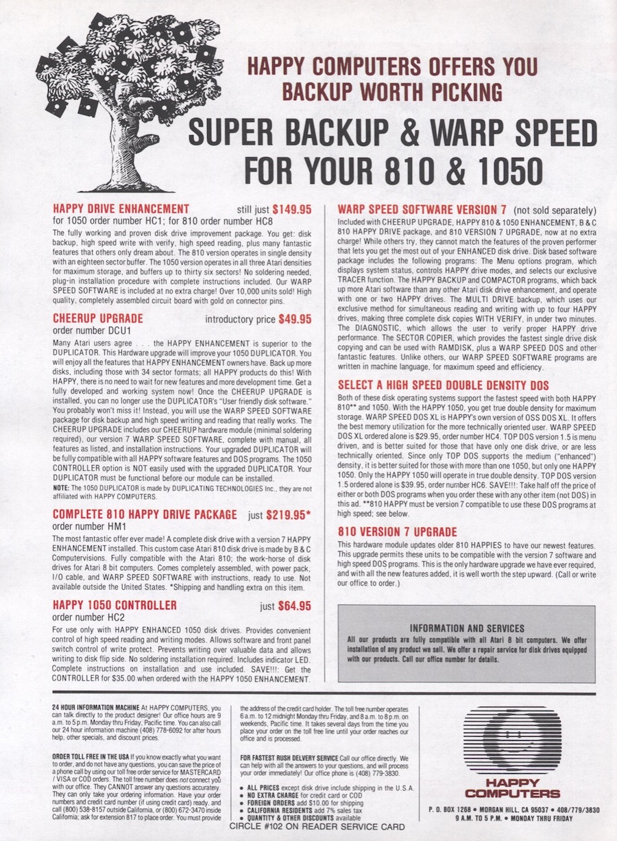 Happy Computers offers you backup worth picking. · 1987