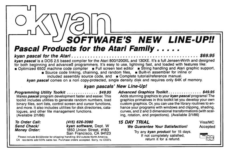 Kyan Software's New Line-ip!! · 1986