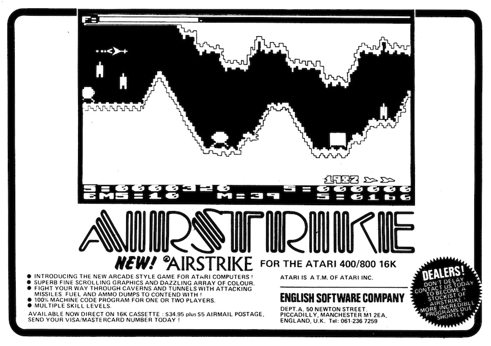 New! Airstrike for the Atari 400/800 · 1981