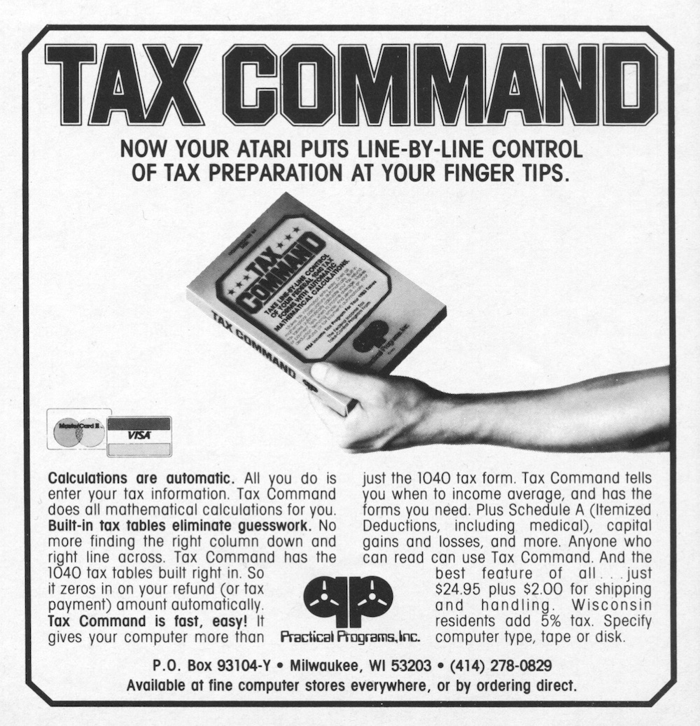 Now your Atari puts line-by-line control of tax... · 1983