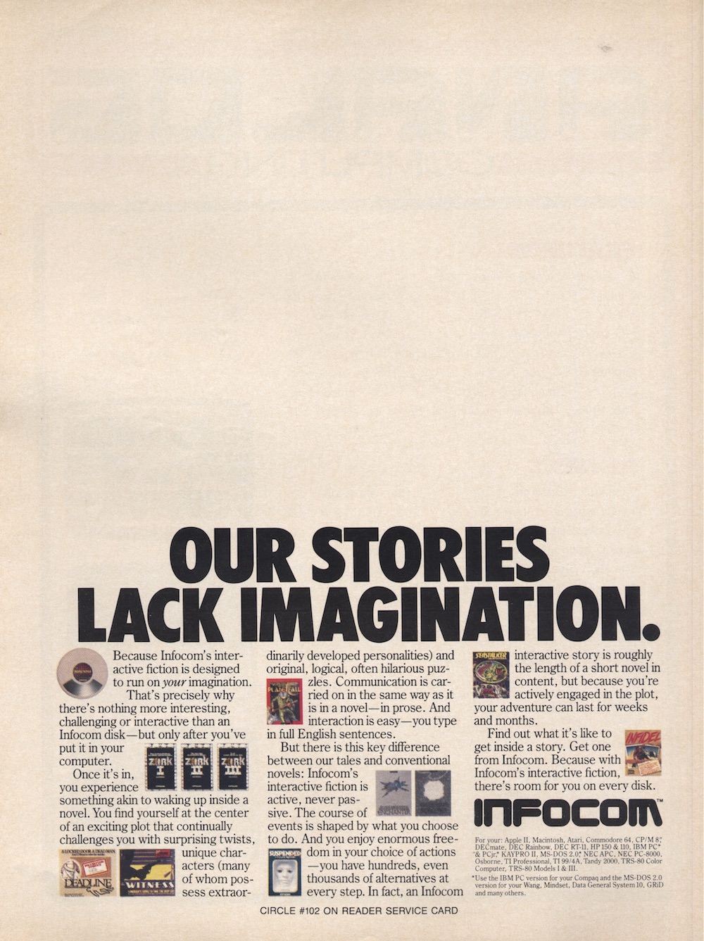 Our stories lack imagination. · 1984