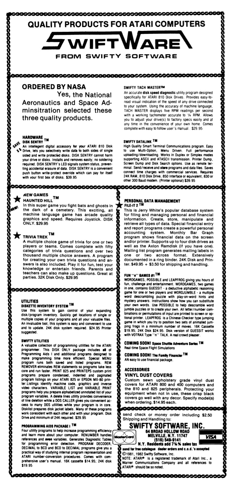 Quality Products for Atari Computers · 1982