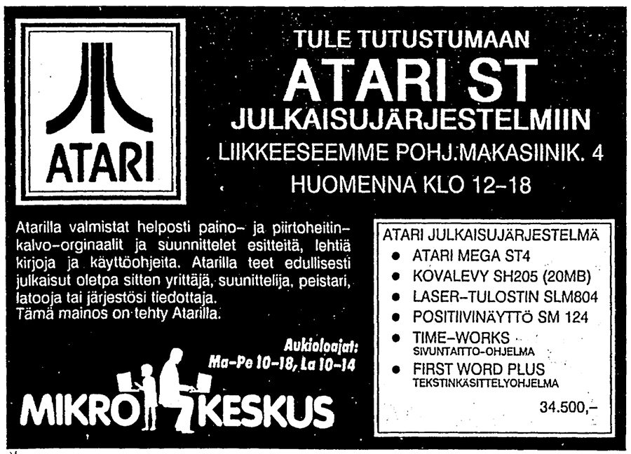 Tule Tutustumaan Atari ST Julkaisujärjestelmiin · 1988