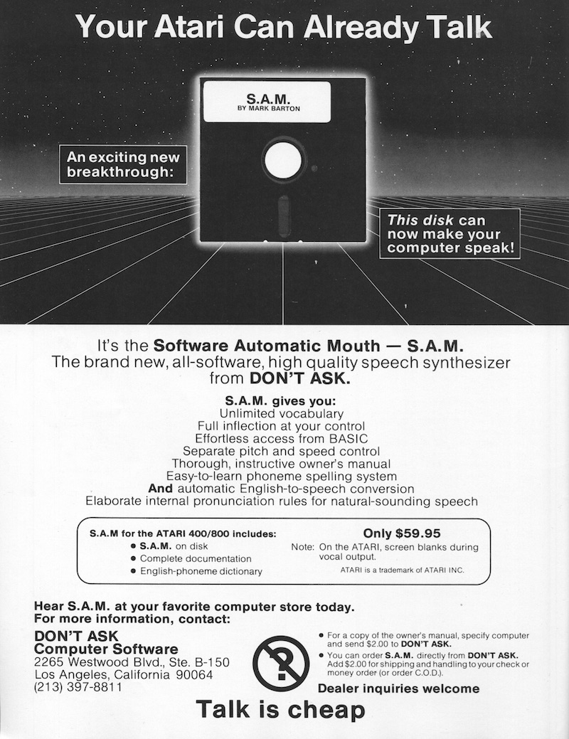 Your Atari Can Already Talk · 1982