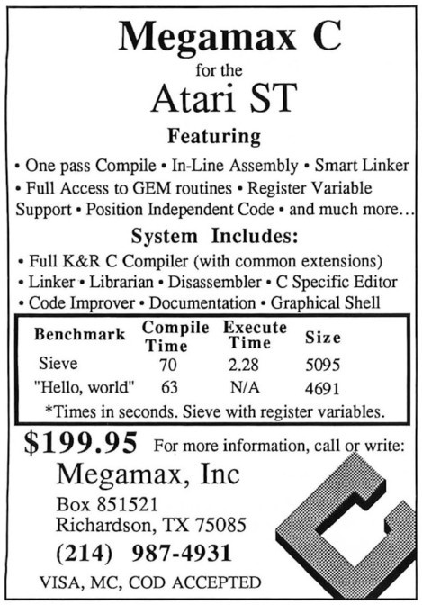 Megamax C for the Atari ST · 1986